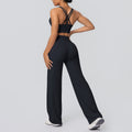 Fashion cross-border nude cross-back bra casual sports hip lifting loose pants fitness yoga wear two-piece set for women