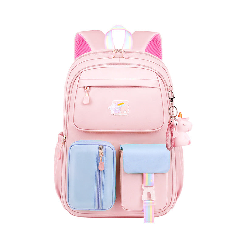 New primary school schoolbag female lightweight spine protection 1-3-6 grade Korean version of children's cartoon backpack wholesale