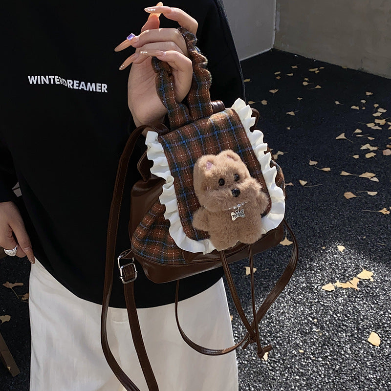 2025 new autumn/winter cute handbag plush cartoon shoulder crossbody bag fashionable design versatile backpack