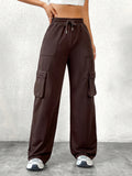 C2-72806# cross-border foreign trade women's fashion ins pure color drawstring elastic waist casual workwear pants