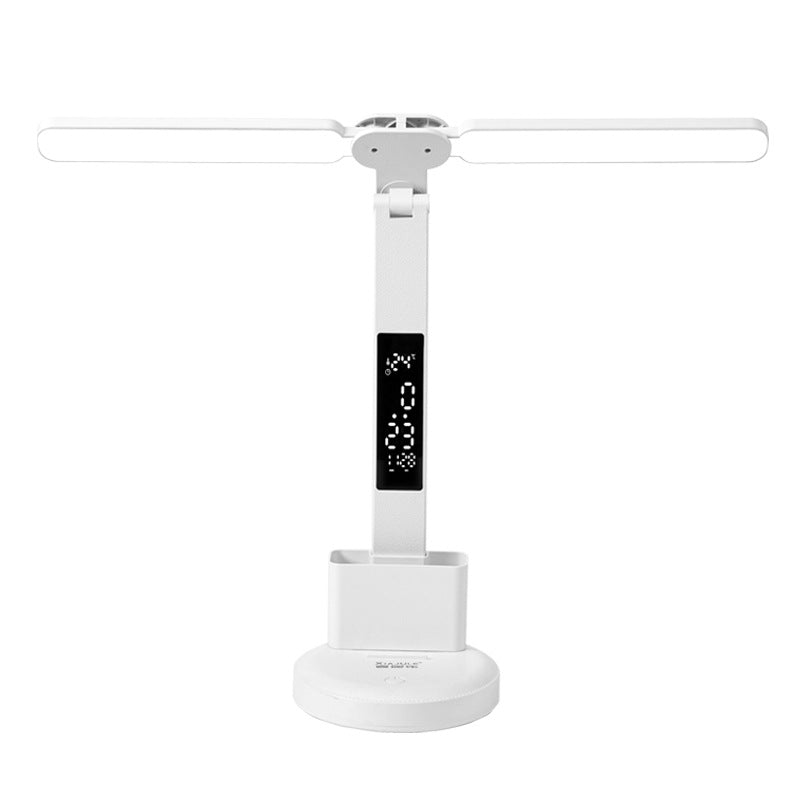 Source manufacturer smart clock double-headed eye protection desk lamp learning college student dormitory charging bedside lamp desk reading