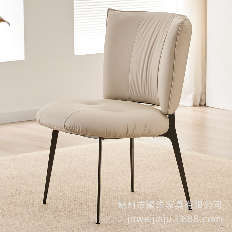 Italian minimalist dining chair - premium soft-padded leather cafe & restaurant chair - designer dining chair