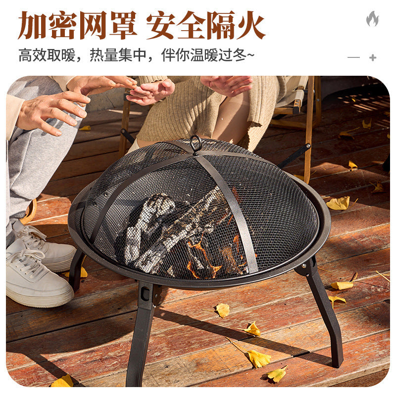 Outdoor patio folding bbq grill portable fire pit home indoor heating stove campfire grill for tea brewing and bbq
