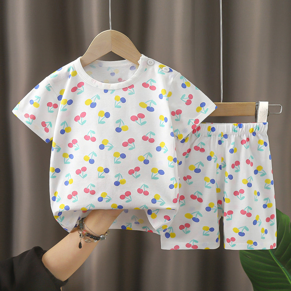 Kids' short-sleeve and shorts set - toddler & children's summer pure cotton underwear - boys' & girls' crew neck t-shirt