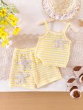 Children's clothing cross-border european and american girls yellow camisole + shorts two-piece set of children's clothing