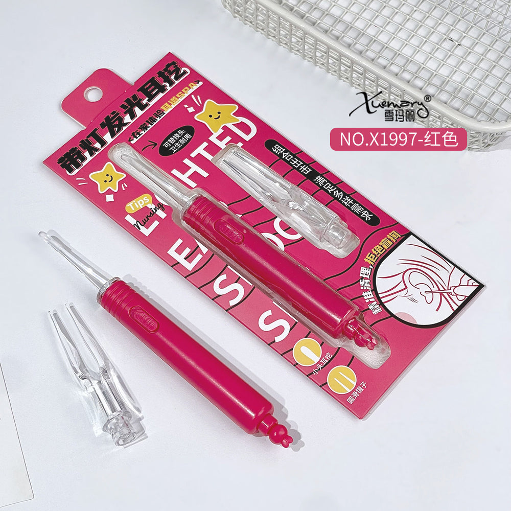 Ear cleaning kit - lighted ear spoon set for kids, babies, and adults - earwax removal tool with ear pick and ear clip combination