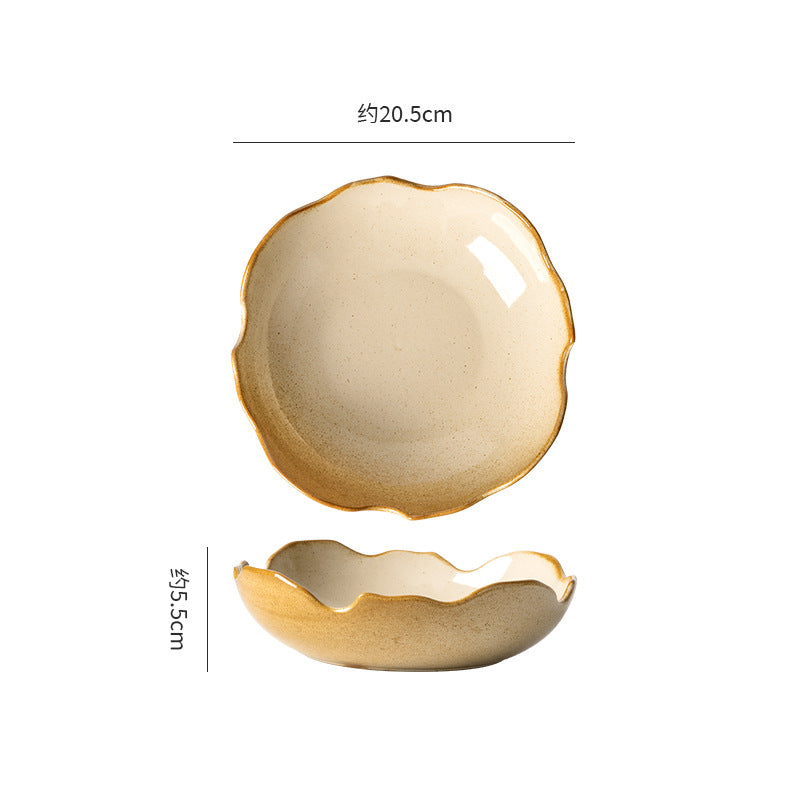 Japanese retro ceramic bowl for home stoneware stylish fruit salad dessert bowl good-looking kiln creative tableware