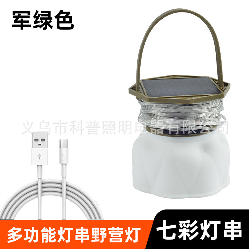 Cross-border new solar outdoor lighting camping light tape measure storage LED camping light string tent emergency atmosphere