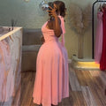 European and american cross-border women's fashion:  summer new arrival - elegant halter neck sleeveless slim-fit pink midi dress