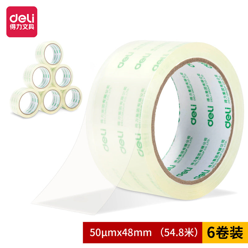 Deli transparent wide tape express packing tape 6cm large roll sealing tape sealing tape wholesale in large quantities of whole boxes