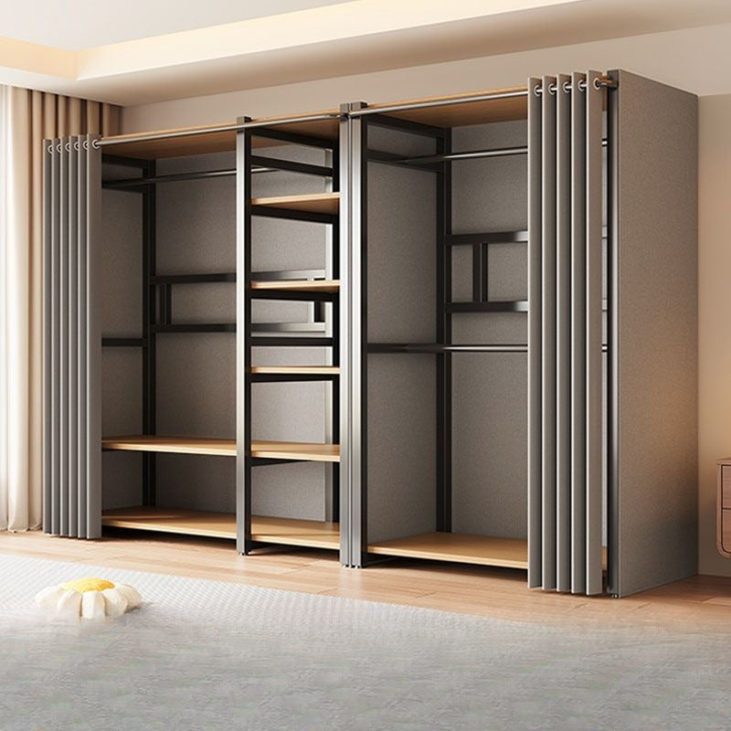 All carbon steel all steel frame metal wardrobe bedroom rental house free combination open floor thickened simple wardrobe