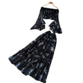 French holiday style one shoulder floral tops high waist skirt women's summertwo-piece set atmosphere elegantsuit