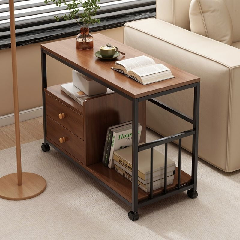 Mobile coffee table multifunctional storage table small apartment living room home iron sofa side table bedroom mobile bedside table