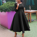 D346  european and american women's clothing  summer new arrival solid color swing dress elegant evening gown foreign trade dress