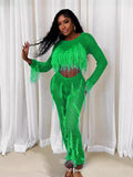 supply new arrival european and american clothing sexy imitation mink hair handmade tassel knittingcut outseparates jumpsuit