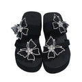 Wholesale in-stock plus size cross-border independent online summer new slip-on bowknot rhinestone sandals women's flip-flops