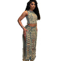 European and american style women's denim set - trendy, hand-worked distressed vest and slit denim skirt - perfect for  cross-border e-commerce