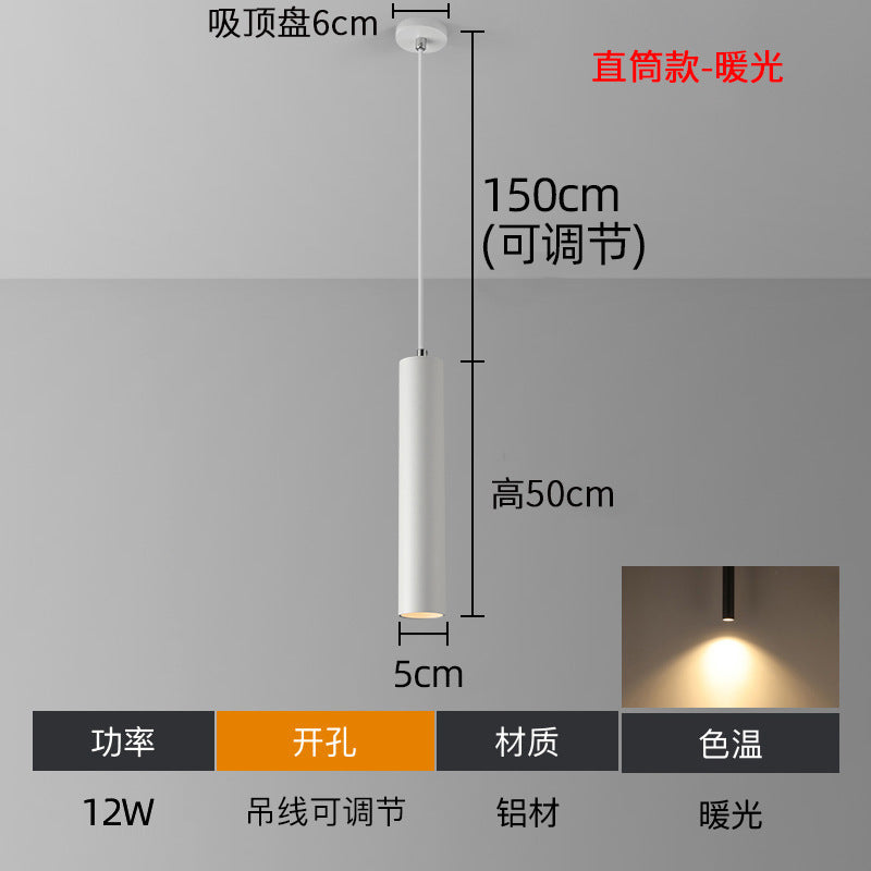 Modern minimalist matte extended linear pendant light - nordic black and white style for bedroom, bedside, bar, restaurant, and hotel