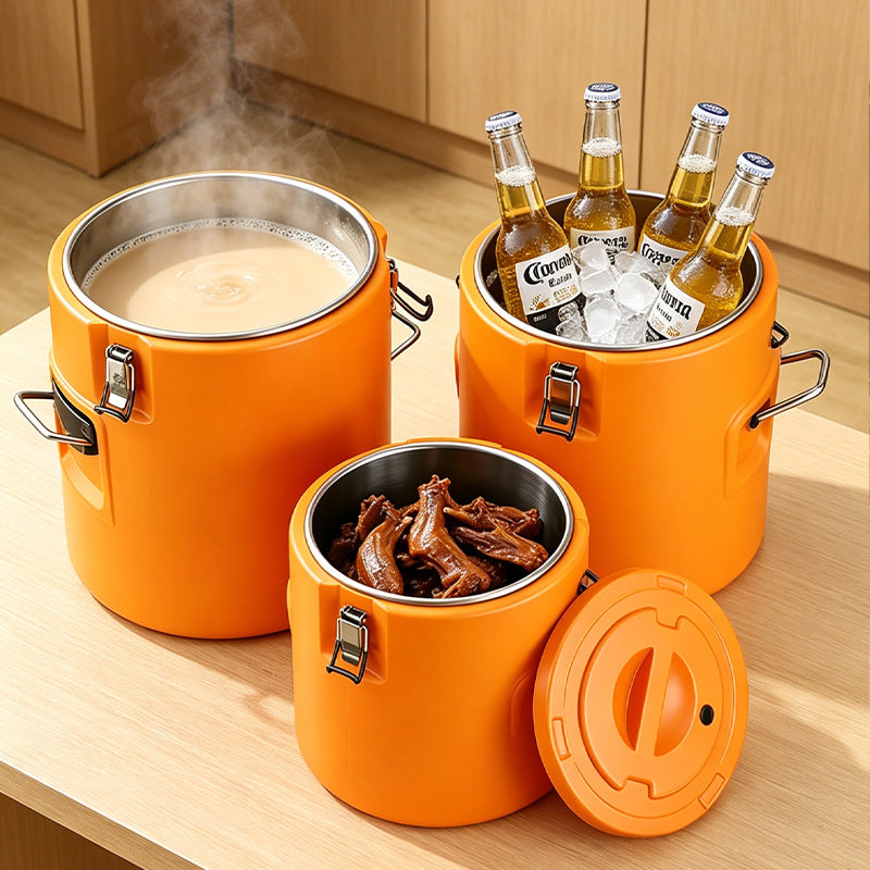 Stainless steel insulated bucket, special ice bucket for stalls, commercial stall, canteen food warmer suit5pcsexport