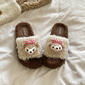 Cute shirley rose curly teddy hair thick cashmere cotton slippers women's fall and winter outwear non-slipheattech open toe cotton