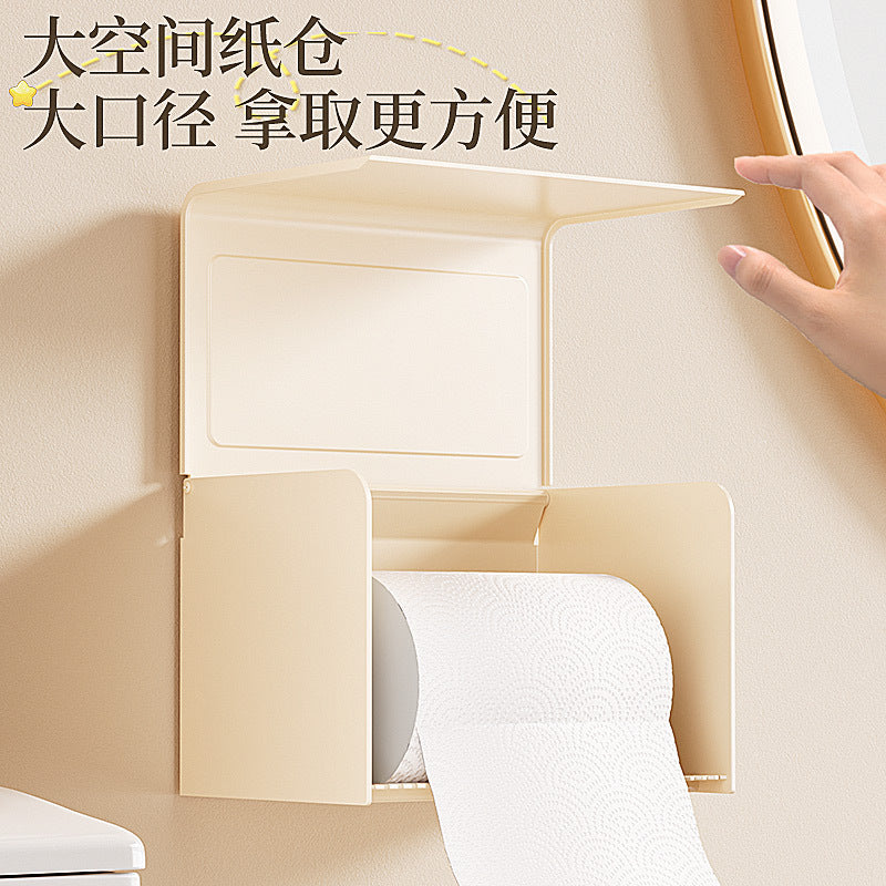 Cream Wind Bathroom Toilet Toilet Tissue Box No Punching Shelf Toilet Paper Holder Roll Paper Carton Tissue Holder