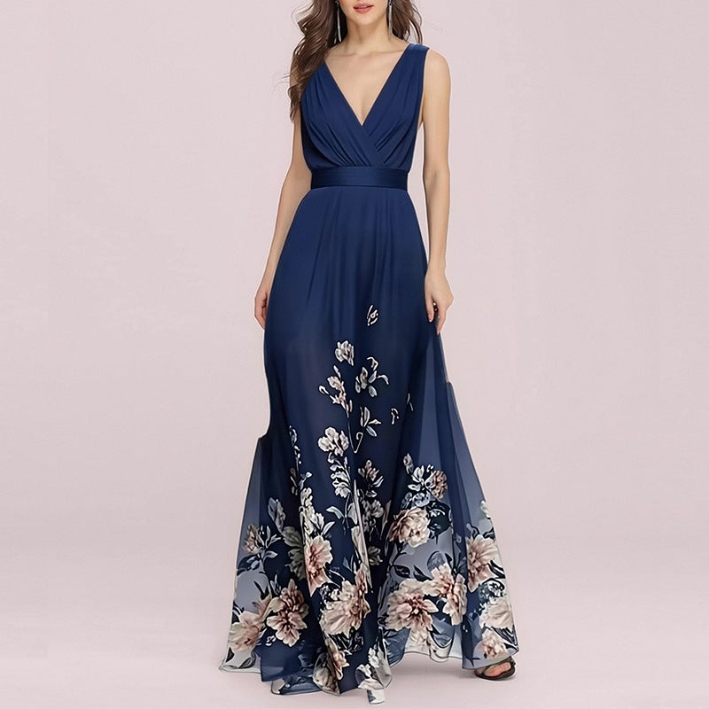european and american cross-border women's fashion: new summer collection - sexy deep v-neck printed bodycon mini dress