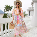 European and american cross-border   spring/summer printed vacation dress - beach, seaside, siam style sun protection maxi dress