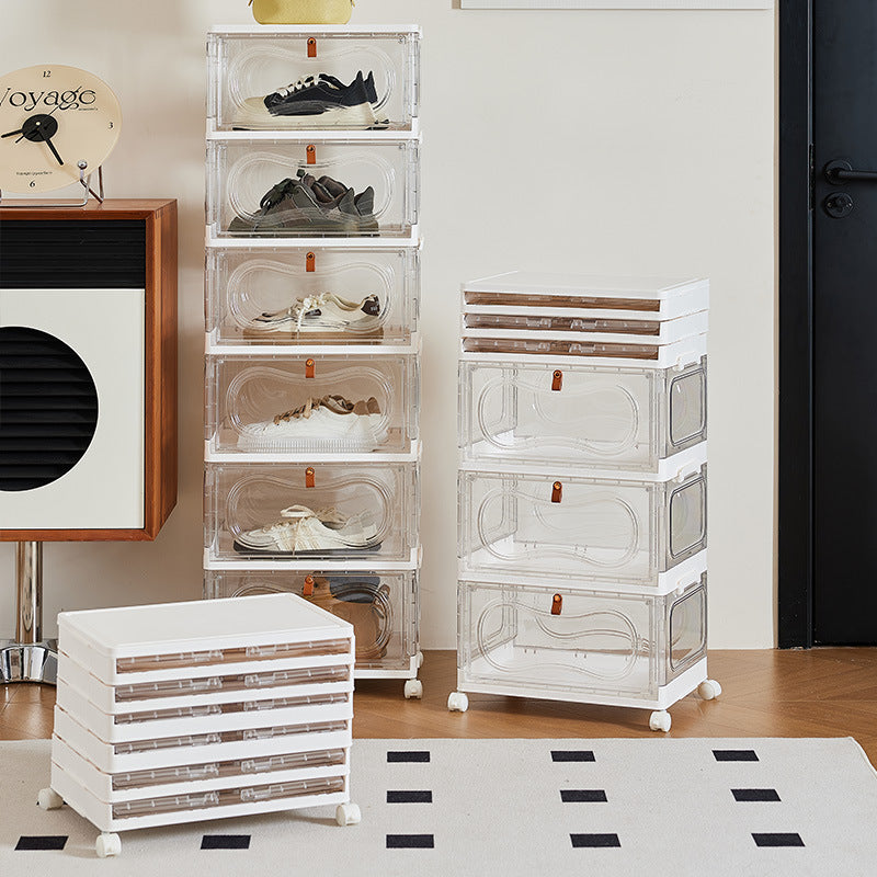 Door shoe cabinet foldable transparent large-capacity multi-layer shoe display finishing box installation-free dust-proof clean storage