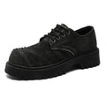Men's leather shoes springsense of designniche style denim hole derby shoes trendycasualthick sole big toe beggar trendy shoes