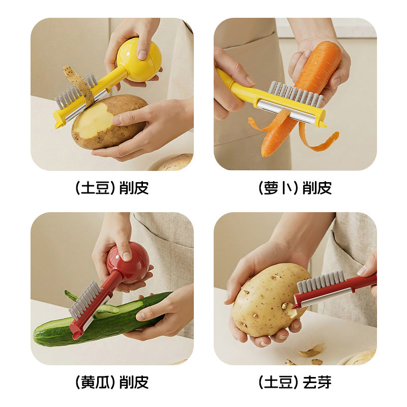 Creative tumbler vertical peeler with cleaning brush - versatile, convenient, and multi-functional peeling tool for soft and hard produce