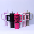 Custom leopard print handle car cup, 304 stainless steel vacuum insulated tumbler, large capacity portable cooler, ice bucket cup