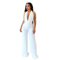 Aliexpress european and american women's clothing  spring/summer new collection: solid color casual scoop neck backless top & sexy wide-leg pants set