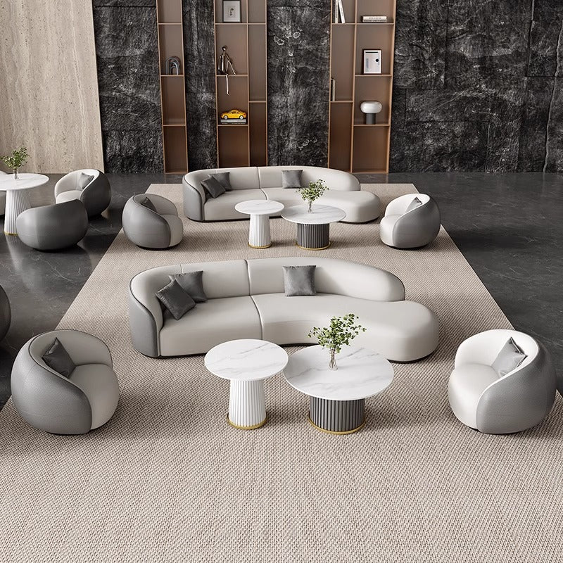 Special-shaped sofa suit combination living room casual modern small apartment high-end cream technology cloth sofa curved cloth