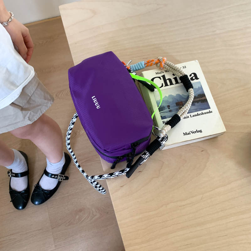 Cross-border niche design dopamine contrasting color portable small square bag women's 2025 new lightweight casual shoulder messenger bag