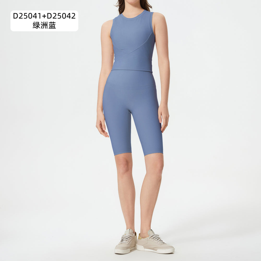 Naked slimming shaping with breast pad sports vest women's no embarrassment line high waist hip lifting fitness yoga pants suit