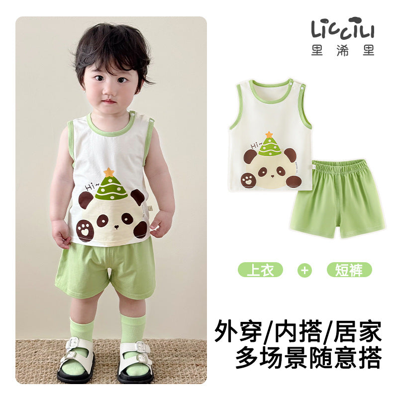 Baby vest suit summer sleeveless sports cotton vest summer thin baby clothes kids