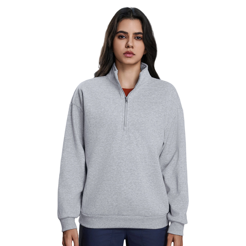 Fall and winternew arrival half-zipfleece-linedthickened stand collarsweatshirt women's casuallooseeasiest for matchheattechtopsd25154