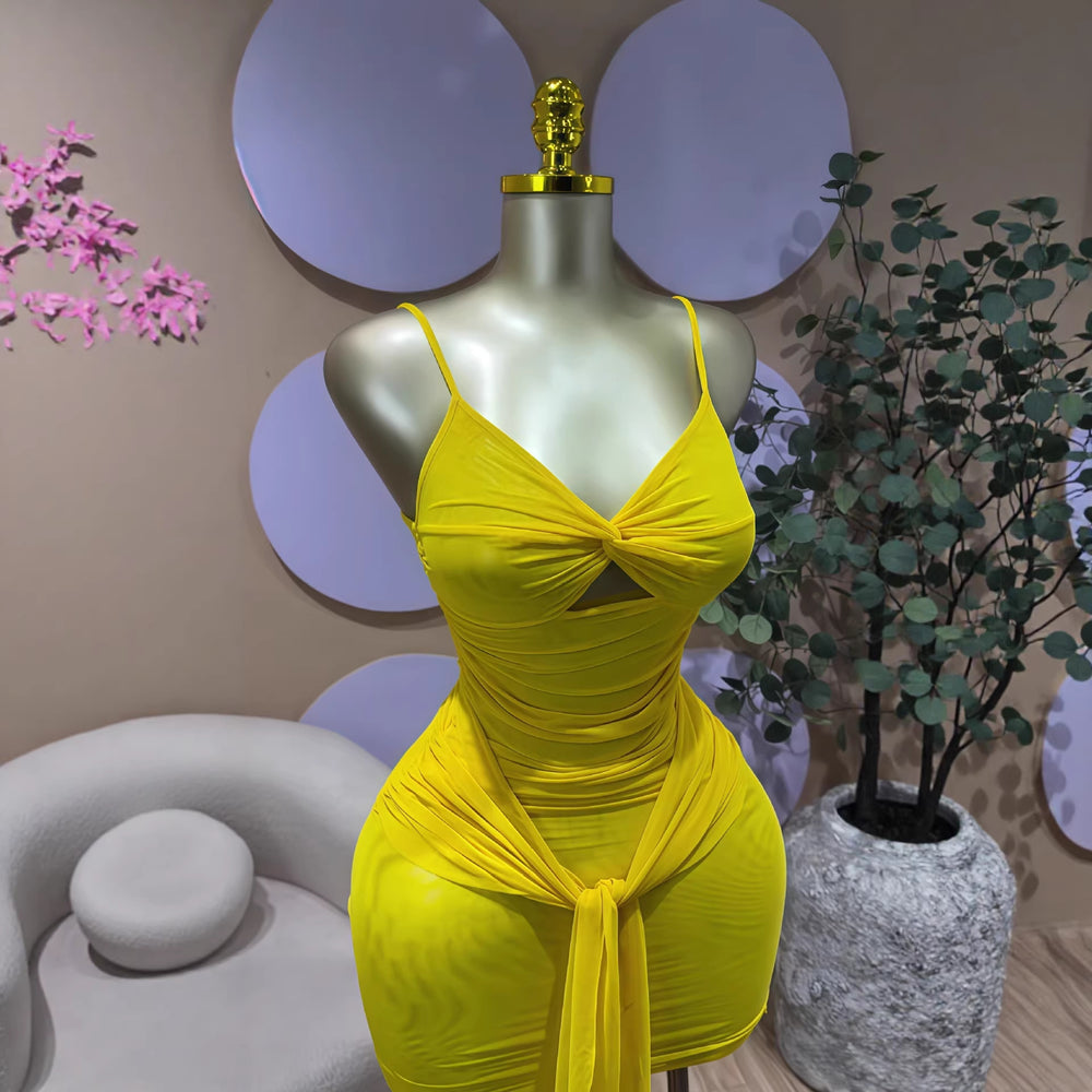 European and american cross-border women's spring  new arrival: solid color sleeveless camisole bandeau mini dress with open back and hip-hugging design