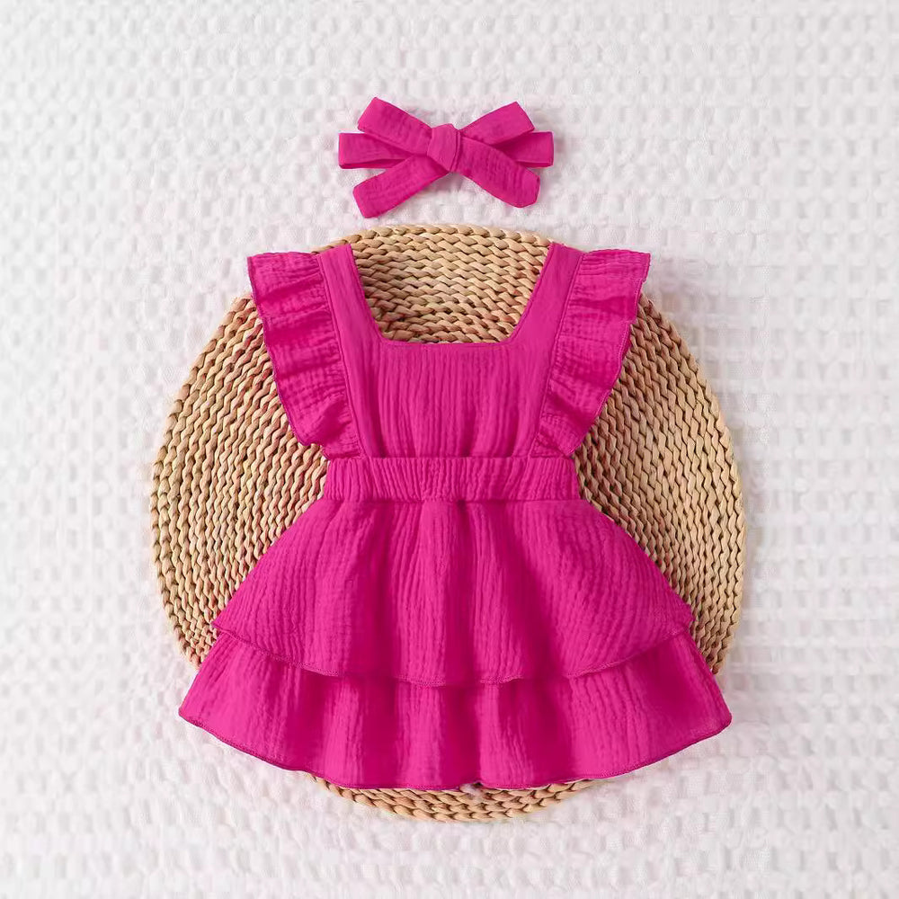 children's skirt two-piece headwear dresssuit baby dress dress cotton new arrival dress style vacation fashion