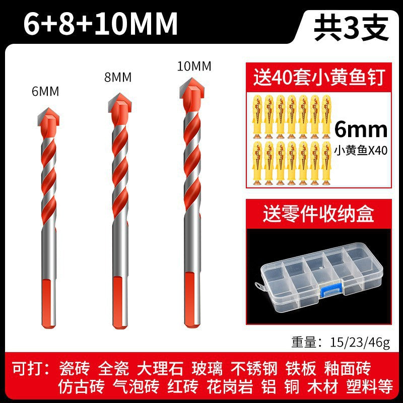 Tile drill bit concrete drilling hole opening overlord drill alloy triangle drill 6mm glass cement large full electric hand drill