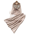 French chic embroidered cardigan & high-waisted midi skirt set - autumn sequin waist-cinching slimming two-piece - premium style