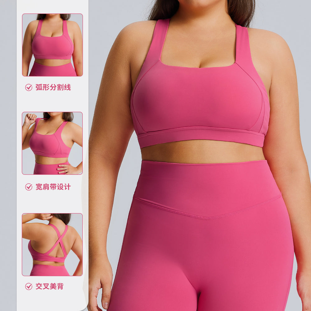 new plus size sports bra - push-up, shockproof, women's activewear bra for outdoor running, fitness, and yoga