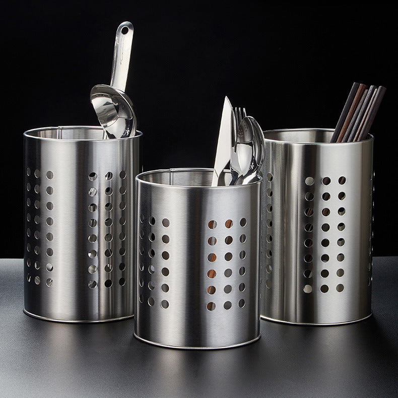 Stainless steel chopstick tube, kitchen gadgets, tableware, chopstick cage, knife, fork, scissor clip, hollow drain storage tube