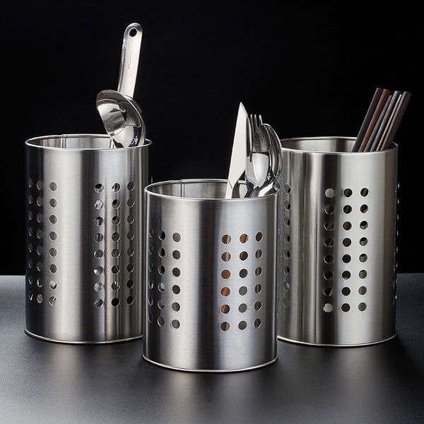Stainless steel chopstick tube, kitchen gadgets, tableware, chopstick cage, knife, fork, scissor clip, hollow drain storage tube