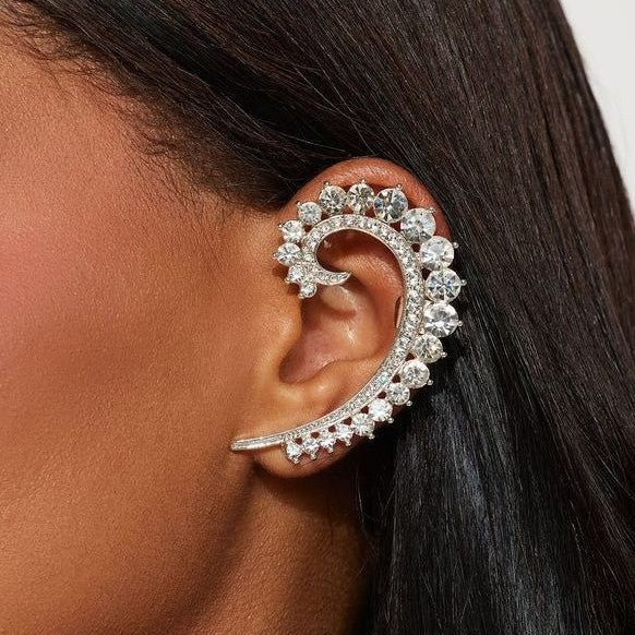 European and american style gypsophila ear cuffs & earrings - luxury, high-end, heavily detailed, diamond-studded, unique design earrings for women