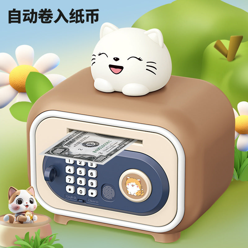 kids cartoon piggy bank multi-function large capacity dual-mode unlocking automatic sensor money-saving toy