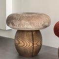 Mushroom stool log wabi-sabi cream style design living room entrance round low stool bench solid wood for home shoe changing stool