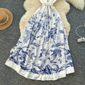 Korean style chic & edgy sleeveless a-line dress - women's new summer high-waisted tie-waist maxi dress - slimming