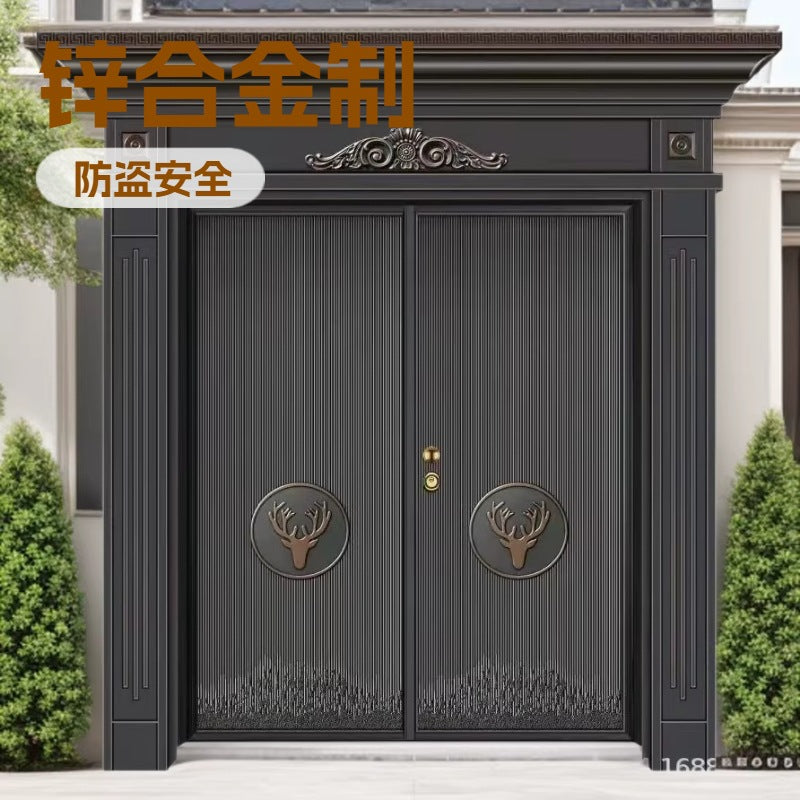 Rural self-built house imitation cast aluminum villa door entrance door zinc alloy double door anti-theft entrance door hall door