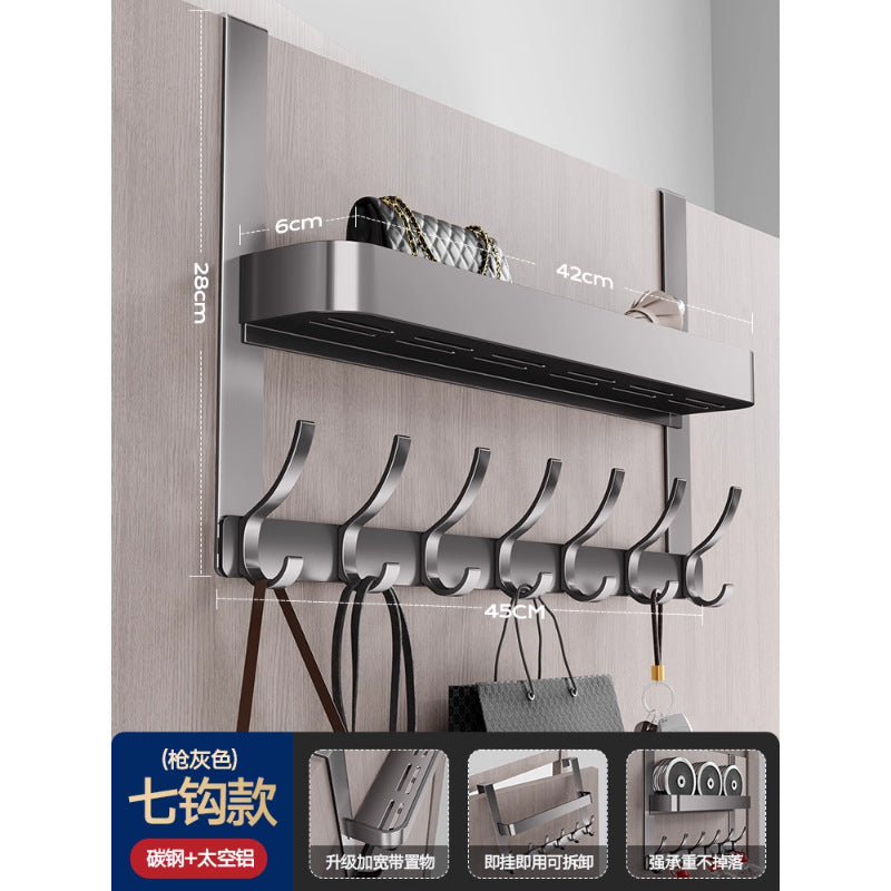 Double-layer clothes hanger behind the door, no need to punch holes, bedroom door hook, door back coat rack, storage rack behind the door